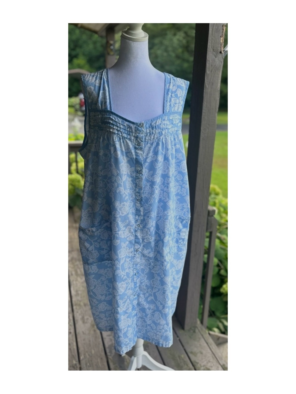 Pink K Vintage 90s/Y2K Light Blue Floral Print Sleeveless Duster/Gown Size 1X